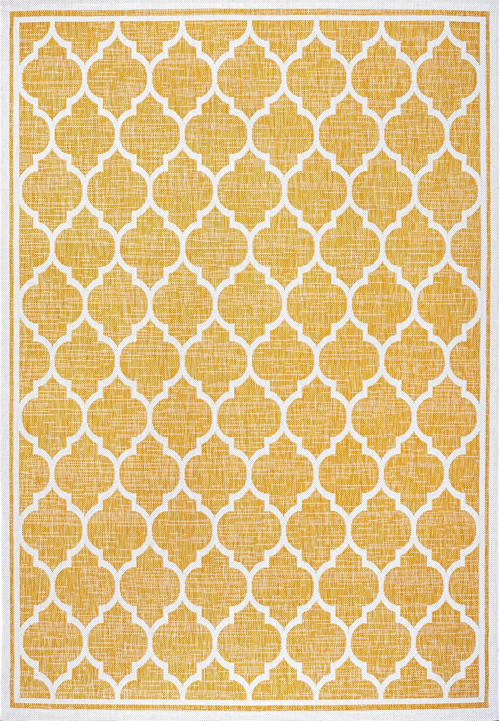 Eyely BMS109F-4 Santa Monica Trebol Moroccan Trellis Textured Weave Indoor/Outdoor Area Rug Coastal;Bohemian, Bedroom, Backyard, Patio, Easy-Cleaning, Non-Shedding, 4 X 6, Yellow/Cream