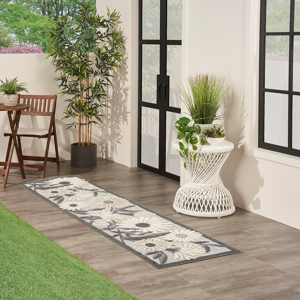 Nourison Home Aloha Beige 2' x 6' Area Rug Easy Clean, Non Shedding, Bed Room, Living Room, Dining Room, Kitchen (6' Runner)