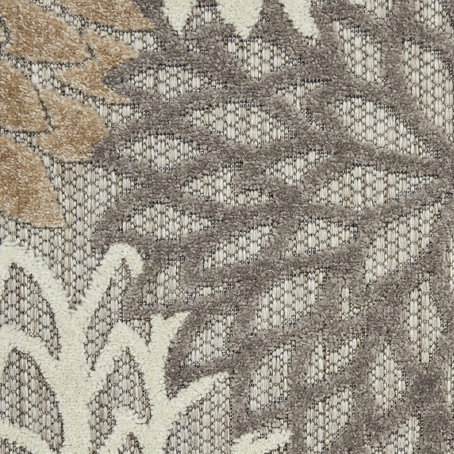 Nourison Aloha Indoor/Outdoor Area Rug 2'3" x 8', Natural, Runner Tropical Botanical Easy-Cleaning Non Shedding Bed Room Living Room Dining Room Deck Backyard Patio