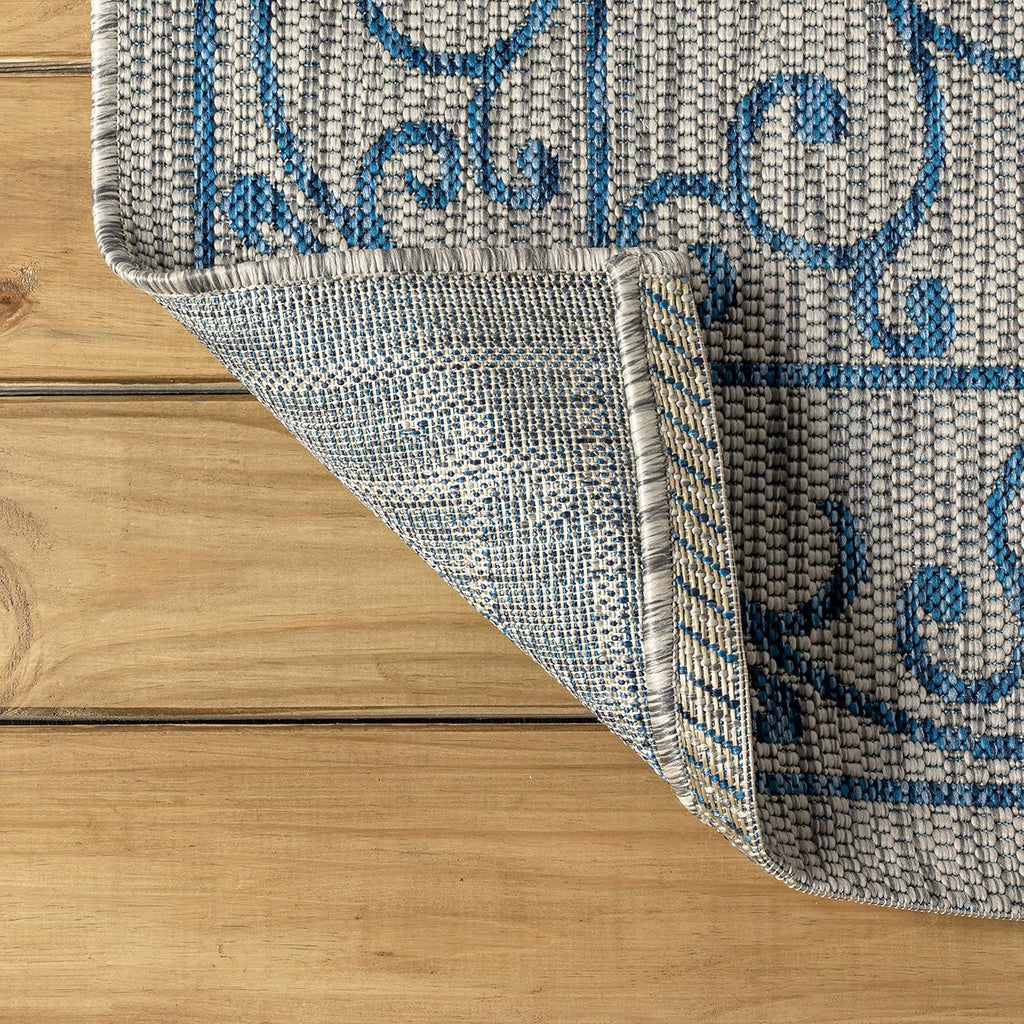 JONATHAN Y SMB106C-14 Charleston Vintage Filigree Textured Weave Gray/Navy 10 ft. x 14 ft. Indoor/Outdoor Area Rug, Pet Friendly, Non-Shedding, Stain Resistant, Easy-Cleaning for Backyard, Patio