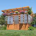 Backyard Discovery Poppy 11' x 7' Cedar Wood and Polycarbonate Walk-In Greenhouse Kit with Exhaust Fan, Windows, Hose Hook-Ups, PowerPort, Staging Shelves, Plant Hooks for Year-Round Outdoor Gardening