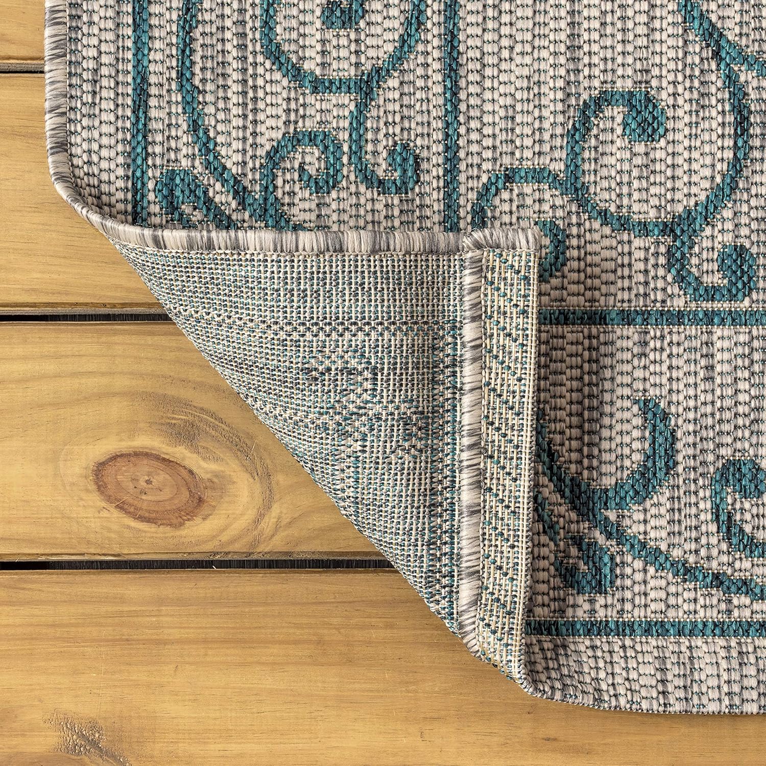 JONATHAN Y SMB106E-3 Charleston Vintage Filigree Textured Weave Indoor Outdoor Rug LivingRoom Backyard,3 X 5,Gray/Teal