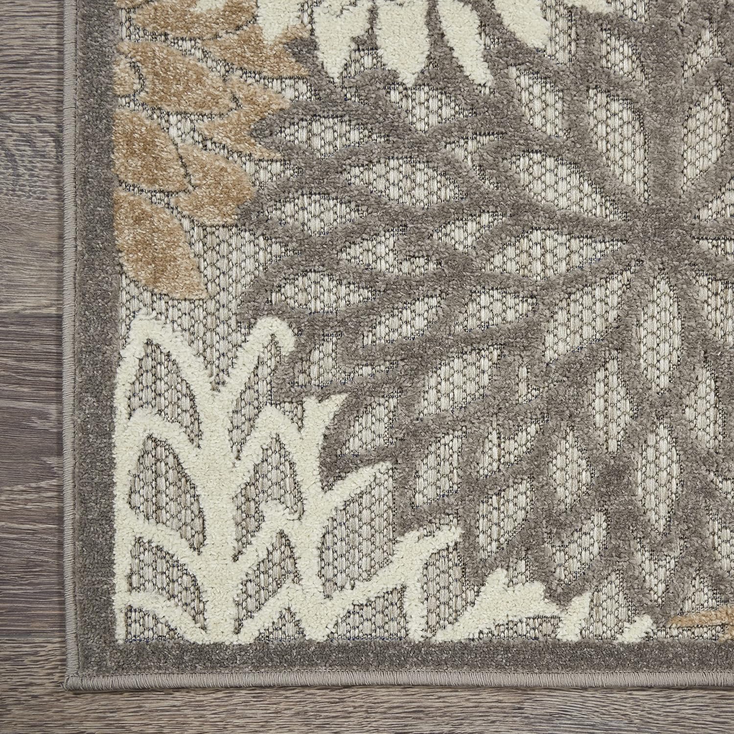 Nourison Aloha Indoor/Outdoor Area Rug 2' x 6', Natural, Runner Tropical Botanical Easy-Cleaning Non Shedding Bed Room Living Room Dining Room Deck Backyard Patio