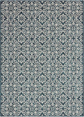 Nicole Miller New York Patio Country Julia Transitional Geometric Indoor/Outdoor Area Rug, Navy Blue/Ivory, 6'6"x9'2"