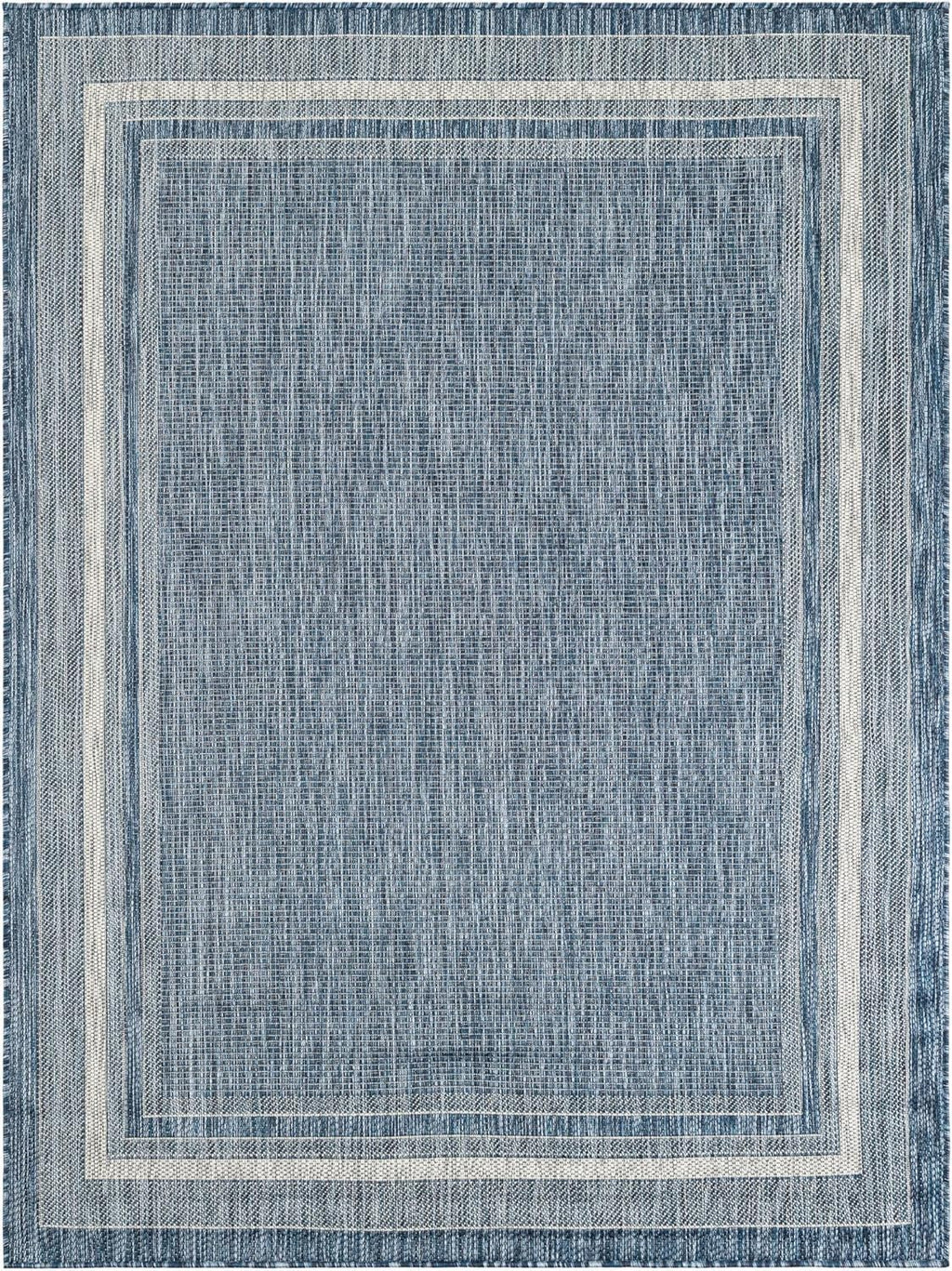 Unique Loom Outdoor Border Collection Area Rug - Soft Border (5' 3" x 7' 1" Rectangle Blue/Ivory)