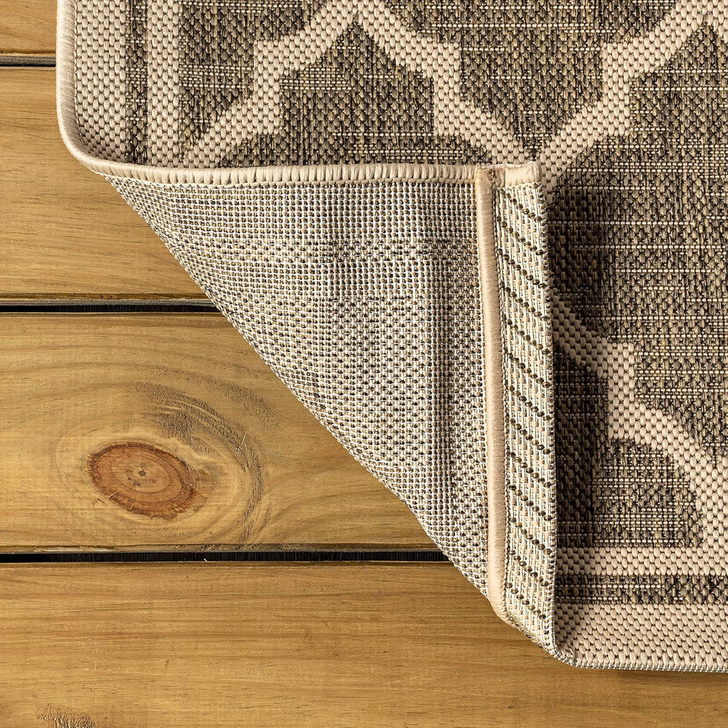 Eyely BMS109A-6 Santa Monica Trebol Moroccan Trellis Textured Weave, Pet Friendly, Non-Shedding, Stain Resistant, Easy-Cleaning, Brown/Beige, 6 ft. x 9 ft., Indoor/Outdoor, Area Rug