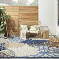 Nourison Home Aloha Indoor/Outdoor Blue/Multicolor 12' x 15' Area-Rug, Tropical, Botanical, Easy-Cleaning, Non Shedding, Bed Room, Living Room, Dining Room, Deck, Backyard, Patio (12x15)