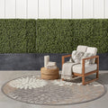 Nourison Aloha Indoor/Outdoor Area Rug 7’10”, Natural, Round Tropical Botanical Easy -Cleaning Non Shedding Bed Room Living Room Dining Room Deck Backyard Patio